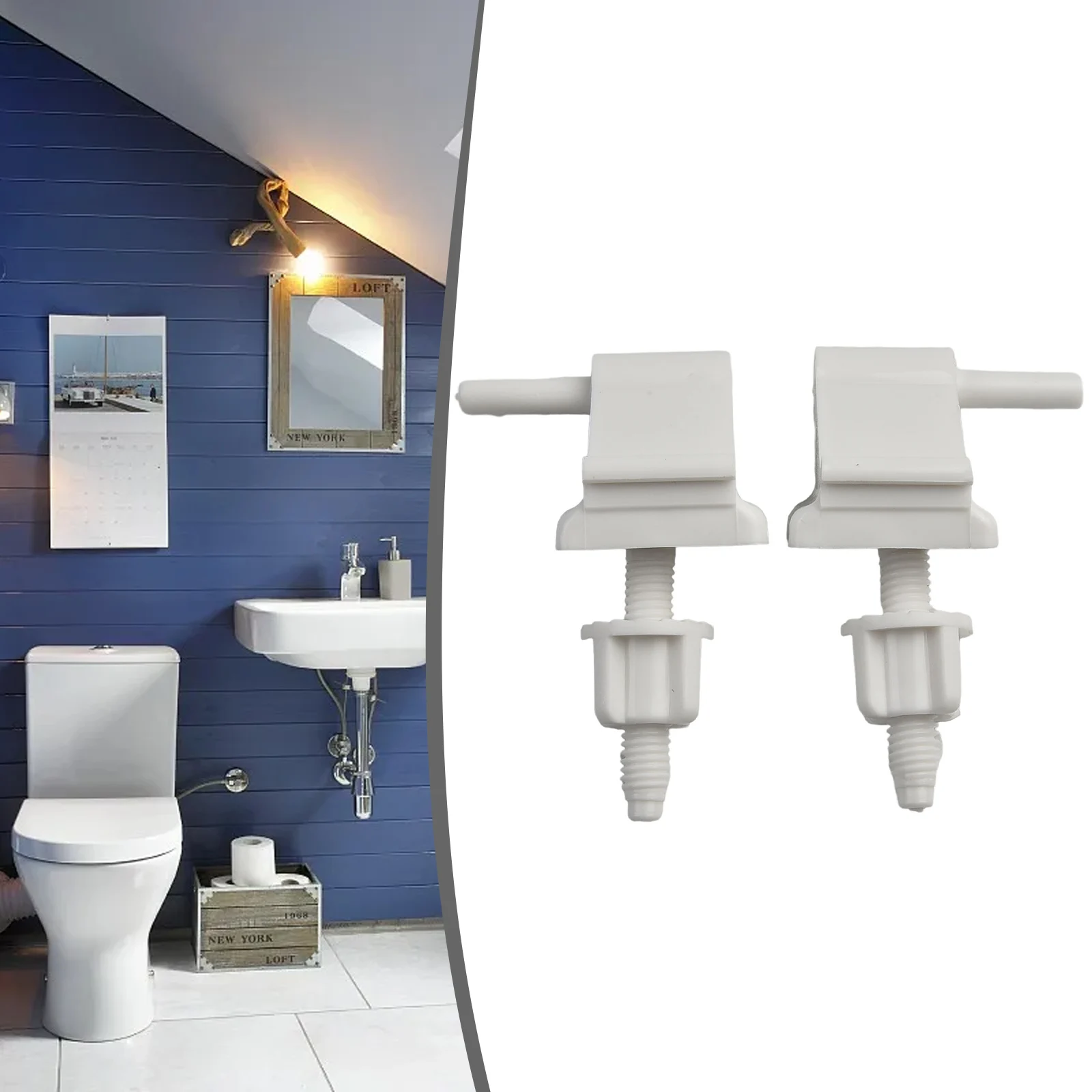 4cm Toilet S-eat Hinge Set Replacement Kit White Plastic Fixing Screws Nuts Toilet Cover Bathroom Toilet Hardware Tool