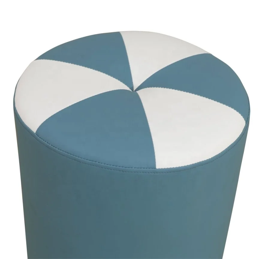 مقعد عثماني من الجلد الأزرق الفاخر بإطار خشبي فاخر إسفنجة عالية المرونة للاستخدام المنزلي وغرفة المعيشة وغرفة الطعام والحمام #3