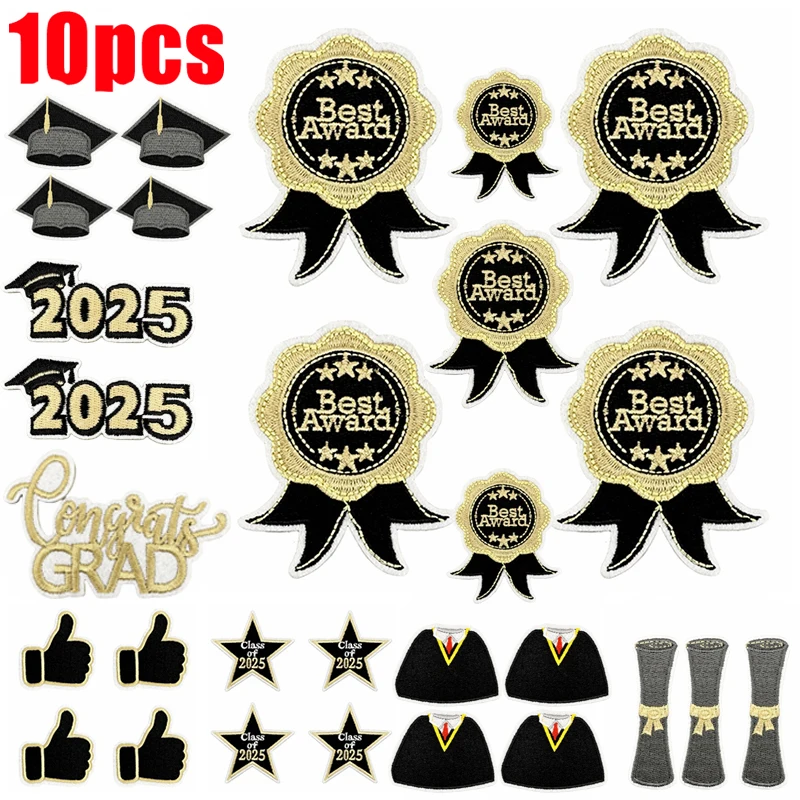 Embroidery On Black Shirt - 10 Teile/lose Schwarz Gold Graduierung Saison