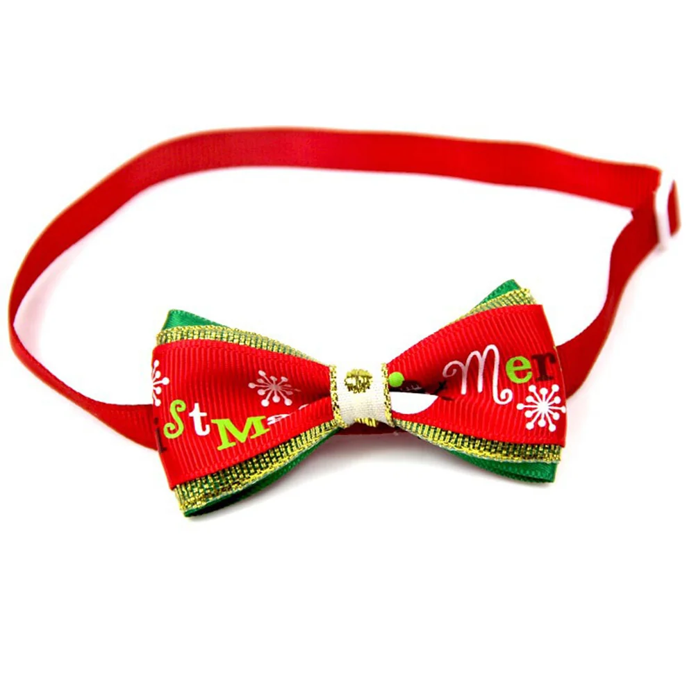 

20Pcs Christmas Themed Adjustable Pet Collar Bow Tie Bowknot Shape Necklace Dog Cat Holiday Party Wedding Bow Tie
