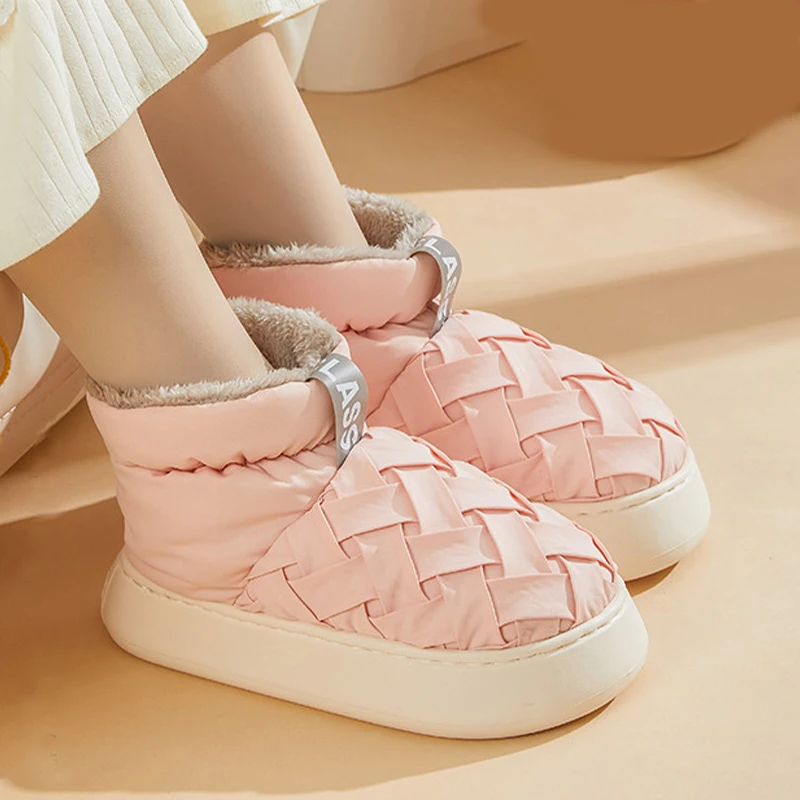 

Platform Boots for Women 2023 Winter Waterproof Female Plush Non-slip Snow Boot Warm Faux Fur Large Size Couple Cotton Shoes