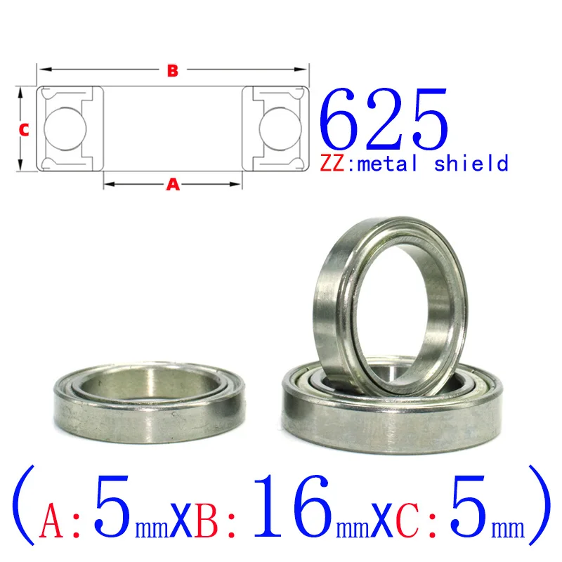 625ZZ(10pcs)  Flange Mini Bearings 5x16x5mm Rubber & Iron Sealed RC Car Toy Bearing Kit