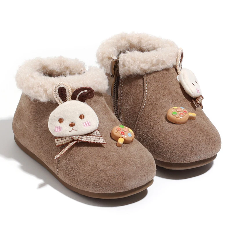 

New 2025 Winter Baby Snow Boots Fleece Lined Warm Anti-slip Soft Sole Shoes Cotton Footwear for Toddler Boys & Girls