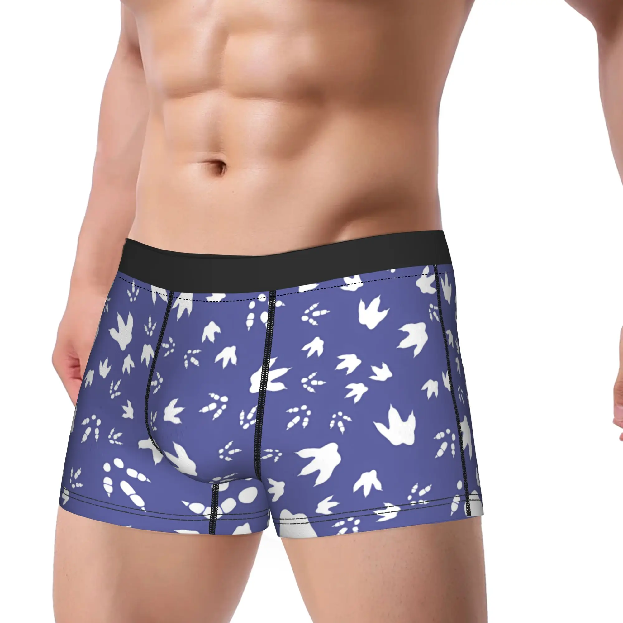 Dinosaur footprint tracks Underwear  Male Underpants Pattern Funny Boxer Shorts Hot Sale Boxer Brief Plus Size 2XL