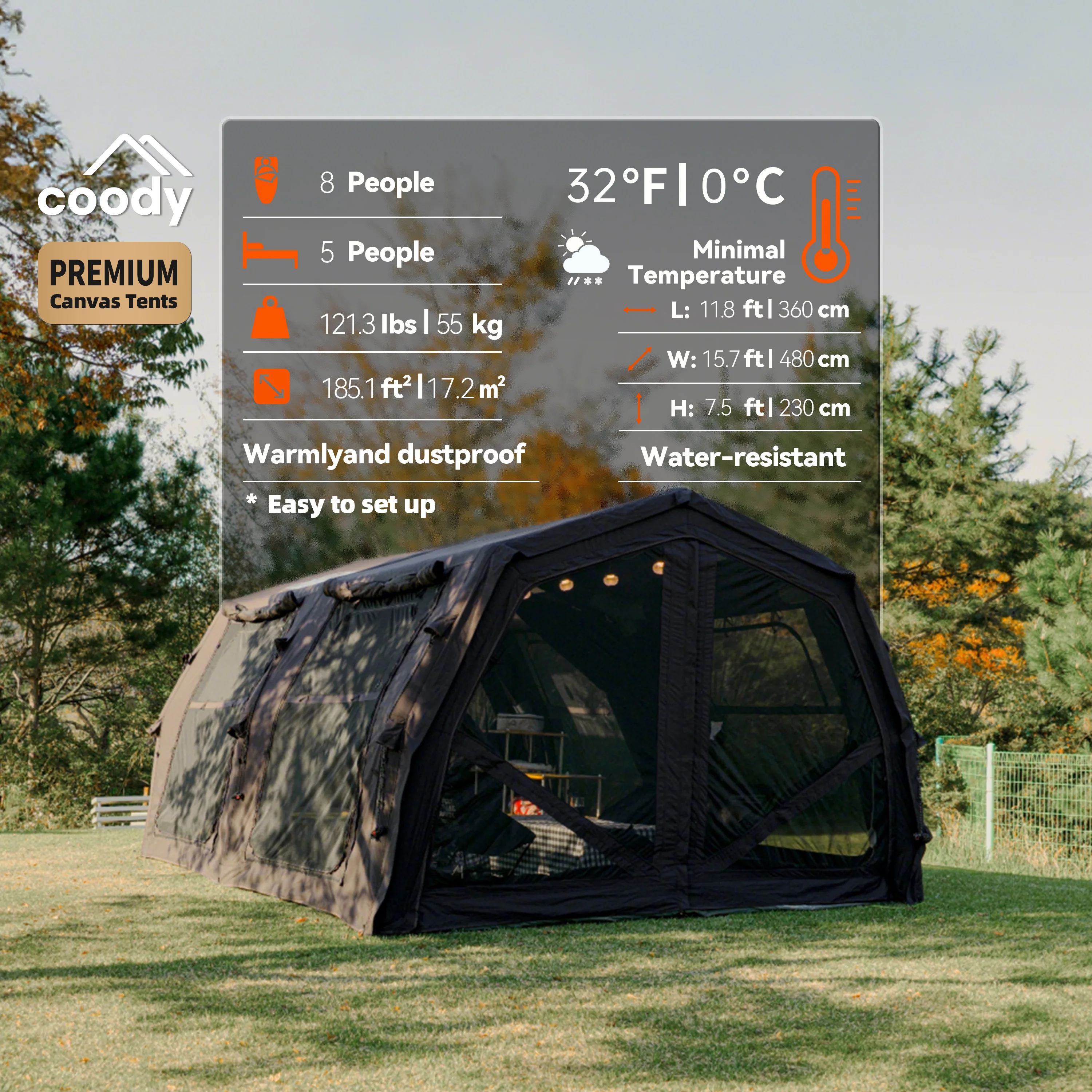 Coody 17.2 Familia Pro-Black Coody Factory Air Tent Quick Open Large Space Inflatable Camping Outdoor Tent