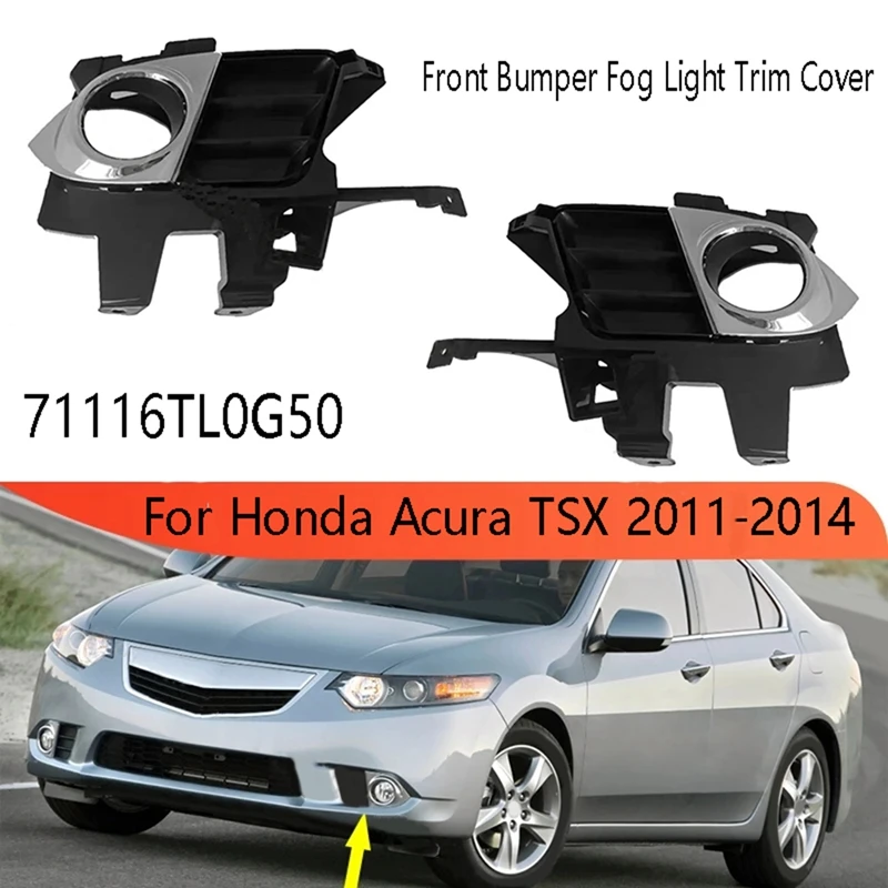 

Car Front Bumper Fog Light Trim Cover Daytime Running Lights Grille Frame For Honda Acura TSX 2011-2014 Parts Accessories