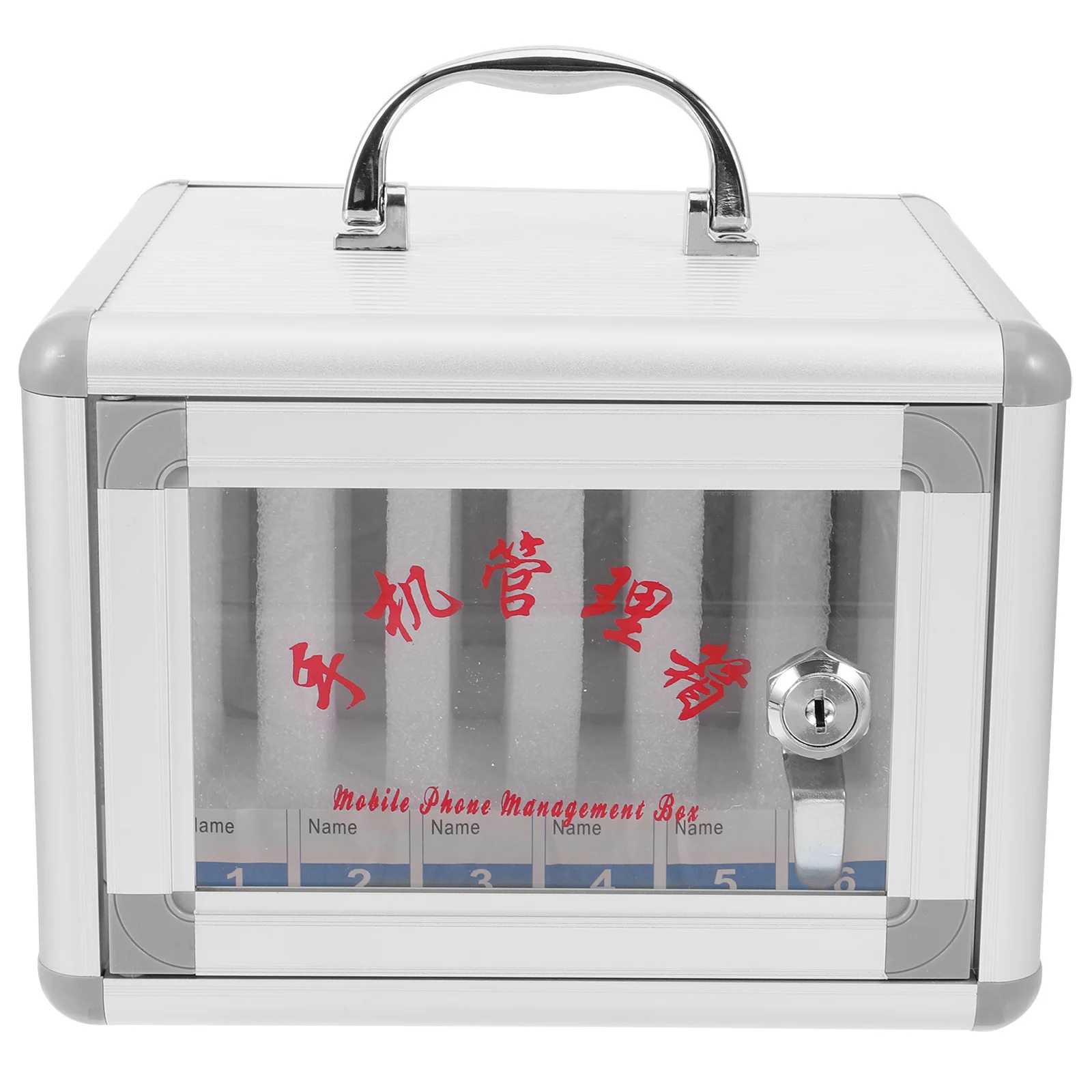 Phone Storage Box Aluminum Alloy Multi-Slot Cellphone Organizer Wall Mounted Handle Safety Lock Smartphone Holder For Office