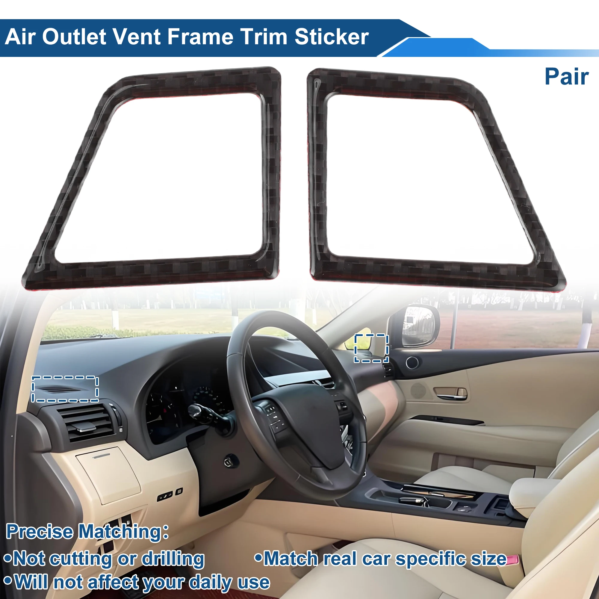 UXCELL for AC Vent Trim Frame for Lexus RX350/RX450h Dashboard Vent Sticker