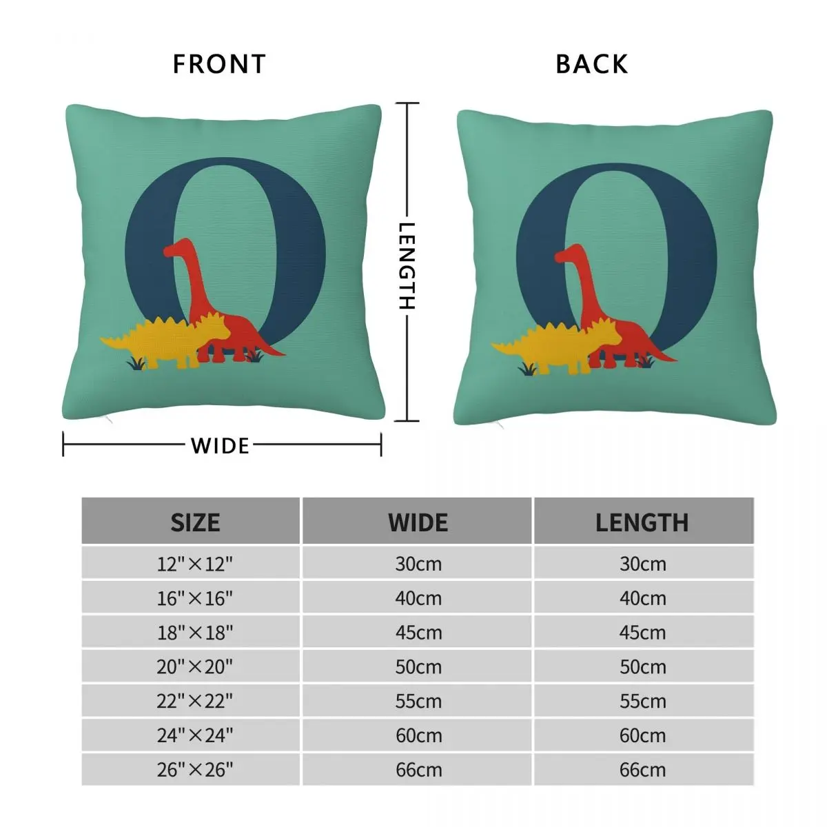 Dinosaurs O Name Initial Monogram Square Pillowcase Polyester Linen Velvet Pattern Zip Throw Pillow Case Sofa Cushion Cover 18