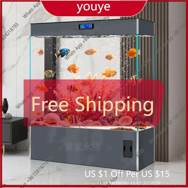 

Аквариум для дома, для гостиной, из ультрапрозрачного стекла, большой, напольный, безводный, от пола до потолка, для золотых рыбок