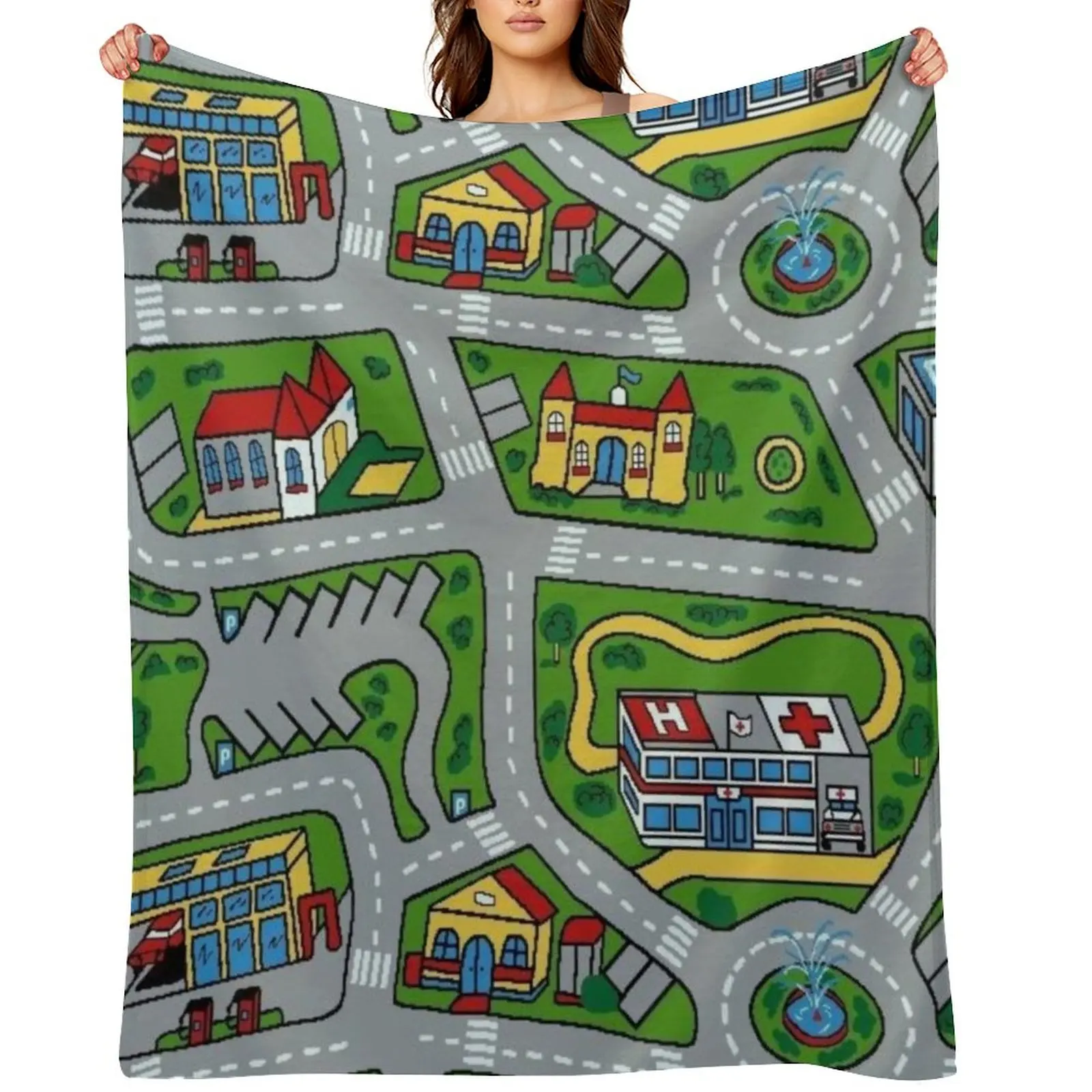 

Car City Carpet Throw Blanket Large Cute Plaid cosplay anime Single Blankets