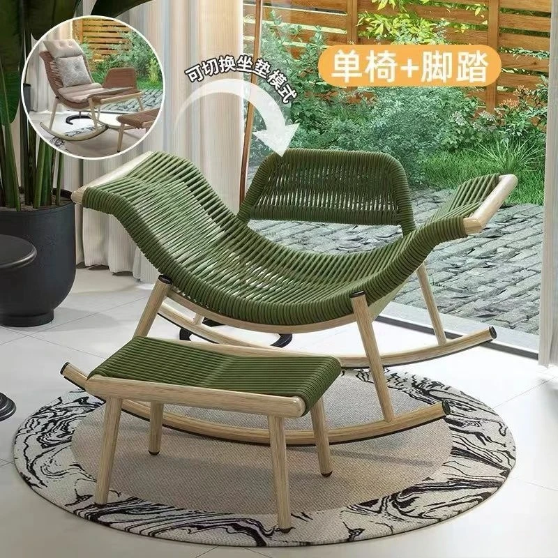 Rocking chair recliner rattan home balcony rattan outdoor courtyard lunch break lazy adult leisure rocking chair