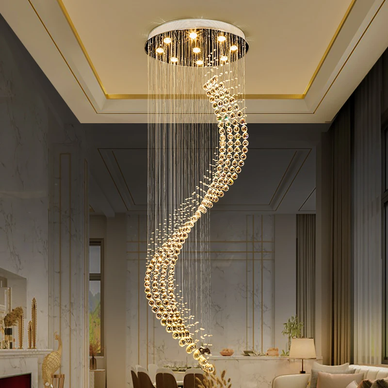 Duplex Chandeliers High-End Living Room Lights Luxury Spiral Staircase Lights Modern Villa Hotel Creative Fashion Chandeliers