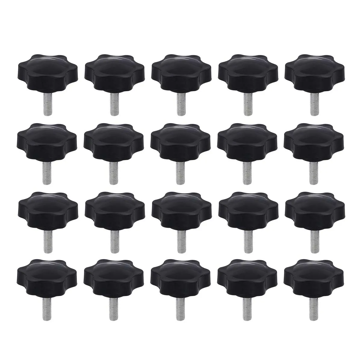 

20pcs Plastic Head Screws Star Shape Knurled Plum Black Easy Installation Mechanical Instruments Food Pharma Equipments Hardware
