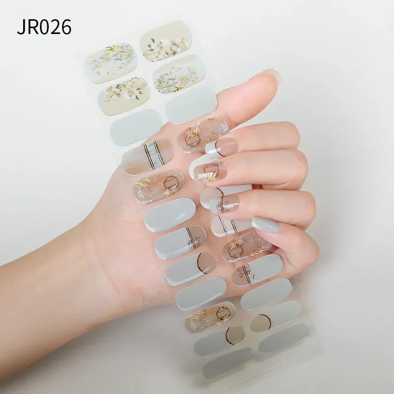 24 Strips Panda China Stijl Uv Gel Semi-Gebakken Nagelverzorging Sticker Waterdichte Duurzame 24 Vinger Semi-Genezende Fototherapie Nagel Patch