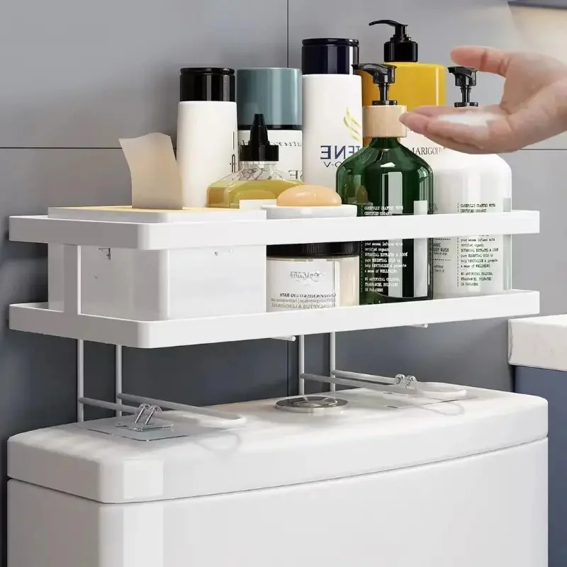 Multi Functional Over The Toilet Bathroom Storage Rack with Punch Free Design Organize Your Bathroom Accessories Effortlessly