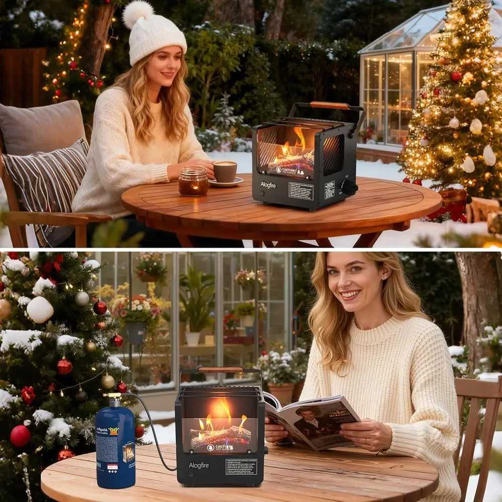 Portable 3-in-1 Gas Fire Pit, 5200 BTU Butane Heater, Outdoor Safe Tabletop Fire Bowl for Camping and Fishing view 6