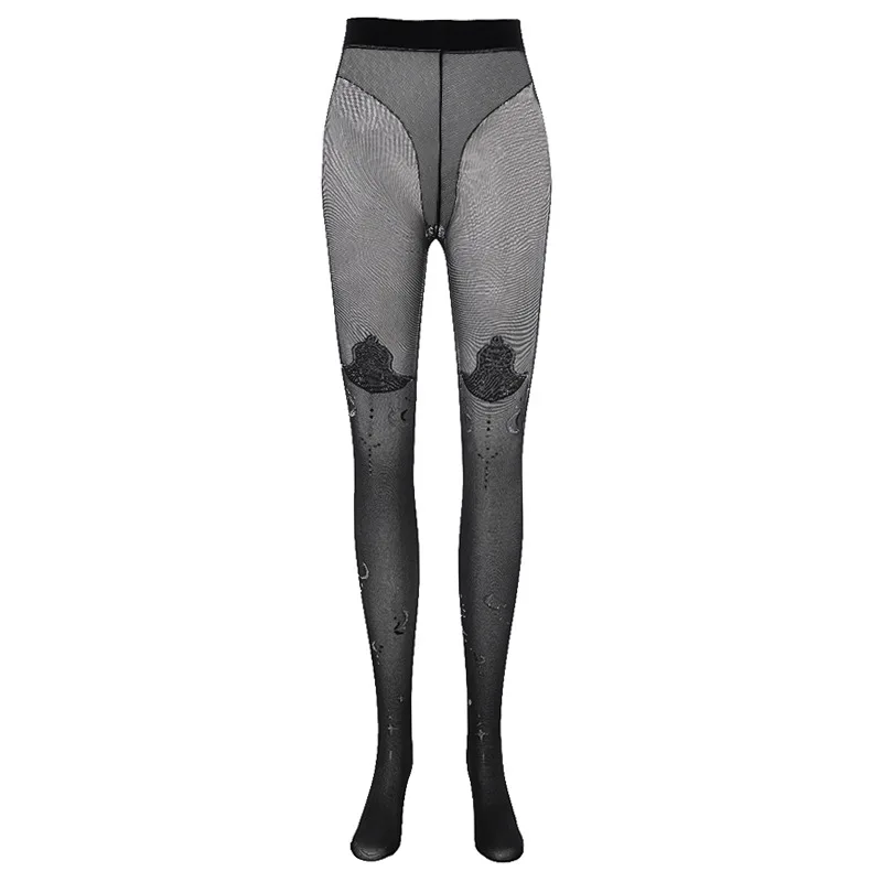 Sexy Lace Long T-Crotch Black Pantyhose Solid Color Transparent Mesh For Woman Smooth Lace Trimmed Pantyhose Charming 0VJQ