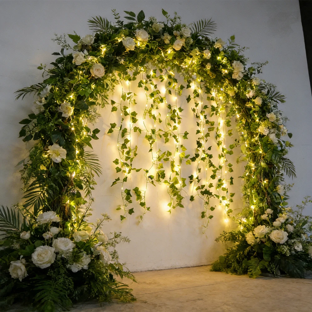 

Flower Green Leaf String Lights Artificial Vine Fairy Lights Battery Powered Christmas Tree Garland Light for Wedding Home Decor