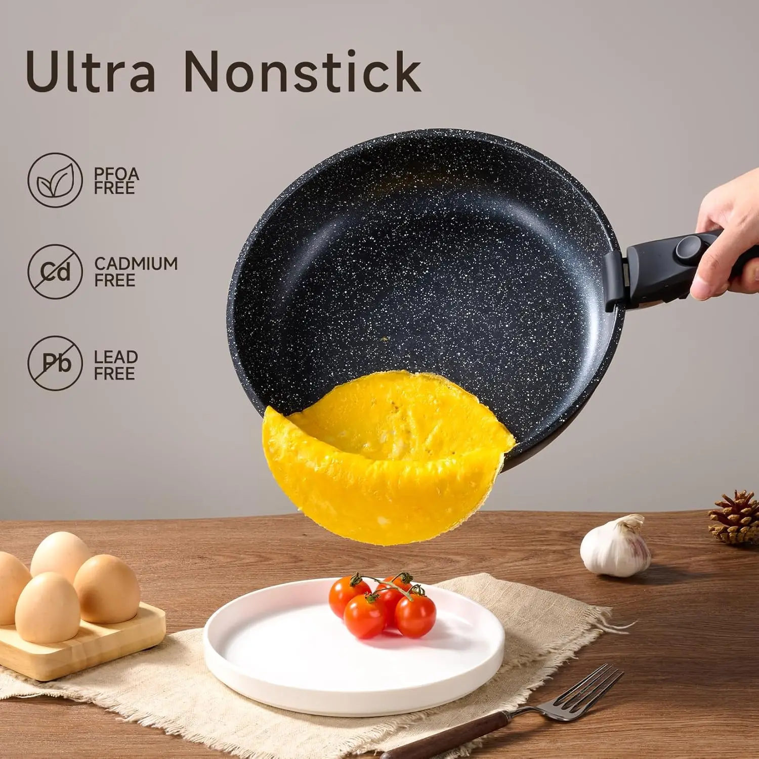 Potten En Pannen Set Non Stick 26 Stuks, Kookgerei Set Met Afneembaar Handvat, Inductie Keuken Kooksets Met Afneembaar Handvat