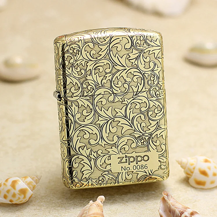 

Genuine Zippo carving vines oil lighter copper windproof cigarette Kerosene lighters Gift with anti-counterfeiting code