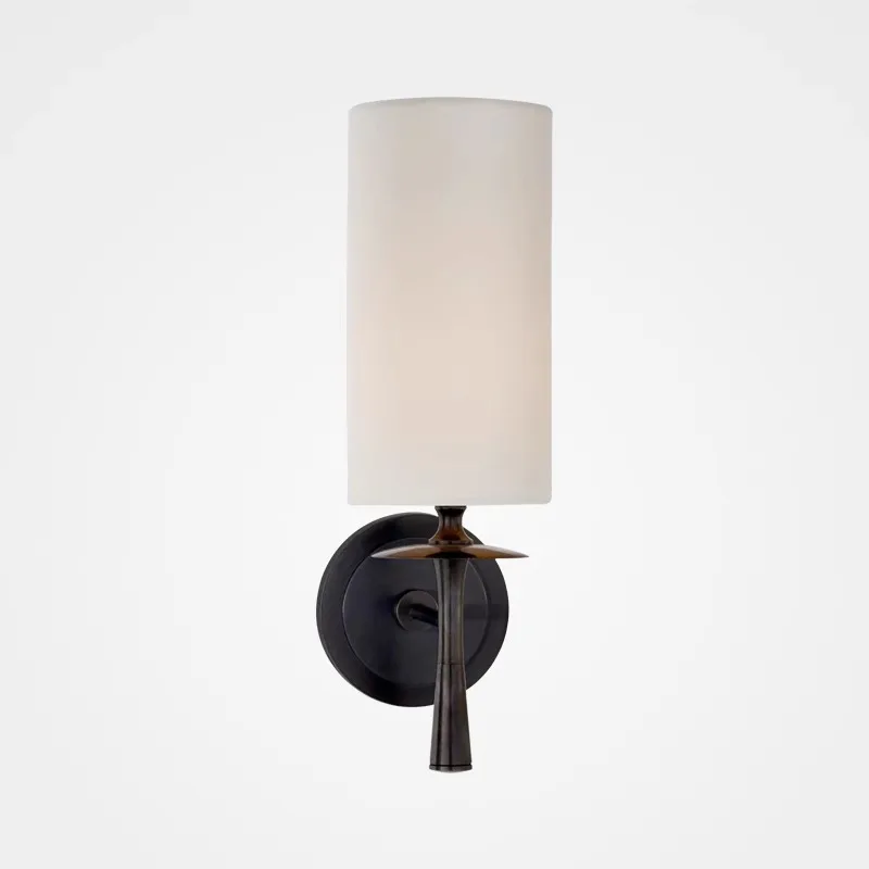 American Style Wall Sconce for Bedroom Living Room Hotel Bathroom Made of Metal and Glass Matte Black Finish Ideal for