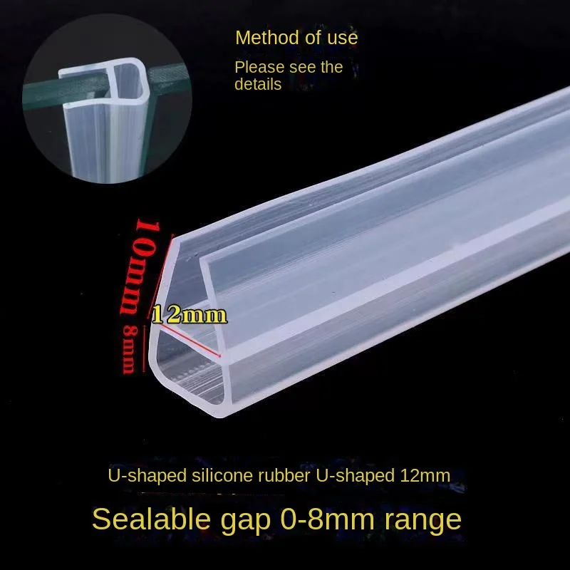Glasdichtungsstreifen H/F/U-Form Silikon-Duschabschirmdichtung Schiebestreifen Gummi für 6–12 mm Tür, Fenster, Badezimmer, Glas, 2,5/5 m