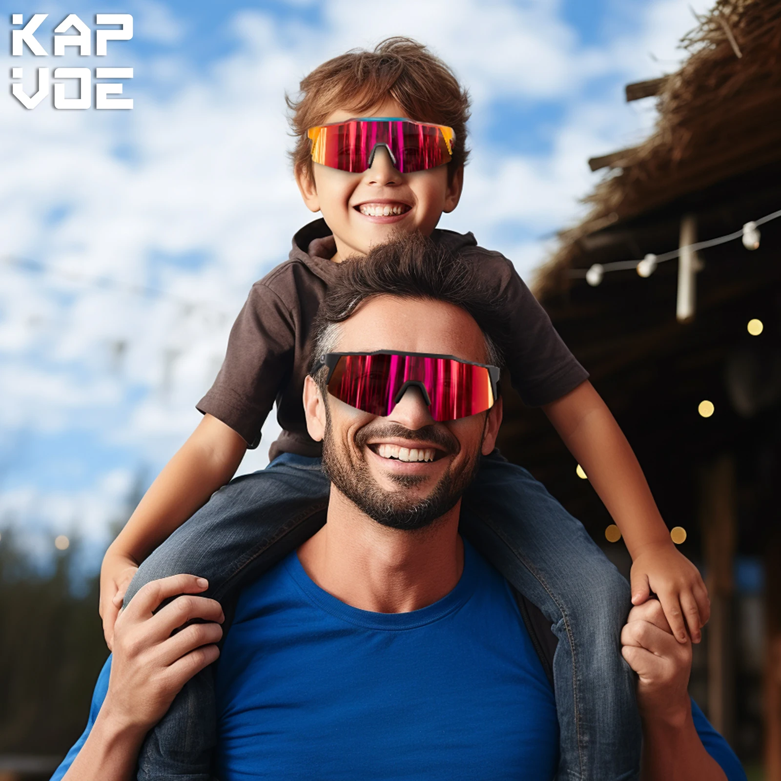 Kapvoe Child Sunglasses Cycling Glasses for Kids Bike UV400 Boys Girls Parent-child Outdoor Bicycle Sports Protection Eyewear