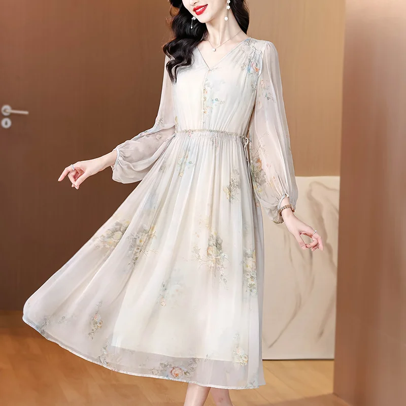 2025 ฤดูร้อนดอกไม้ผ้าไหมElegant Chicผู้หญิงชุดโปรโมชั่นฤดูร้อนแฟชั่นชุดลําลองเกาหลีElegant Luxuryชุดราตรี