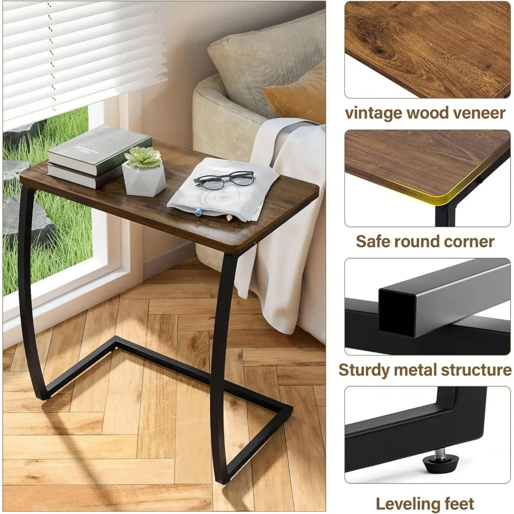 Table d'appoint, table d'appoint, vintage en forme de C