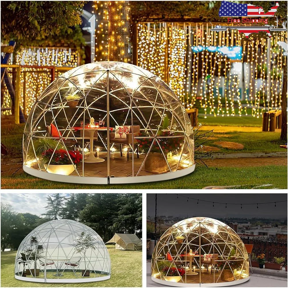 Outdoor Garden Igloo Bubble Tent 2-4 Persons Waterproof PVC Assembly Portable Camping Greenhouse Party Venue