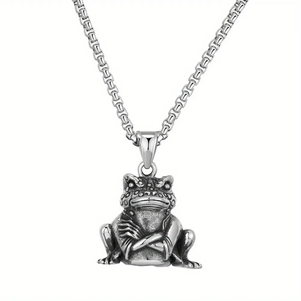 2024 Small Toad Means Money Rolling Personality Men Party Necklace Men's Party Hip Hop Party Trend Necklace Wholesale