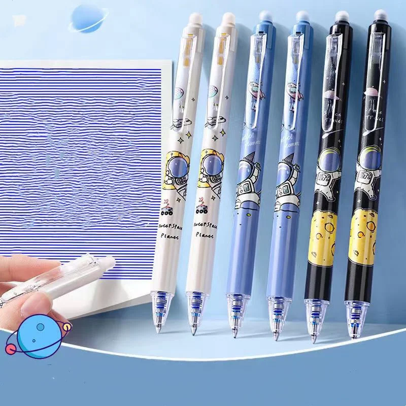 48 pcs/lot Kawaii Astronaut Erasable Gel Pen Cute 0.5mm Blue Ink Signature Pens Stationery Gift School Writing Supplies