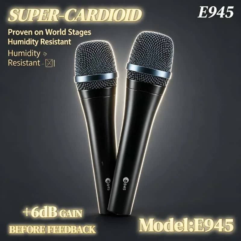 

Динамические микрофоны Singer E945, суперкардиоидные, проводные, для живого вокала, профессиональные, для сцены, комплект из 2 шт., версия 2026 года