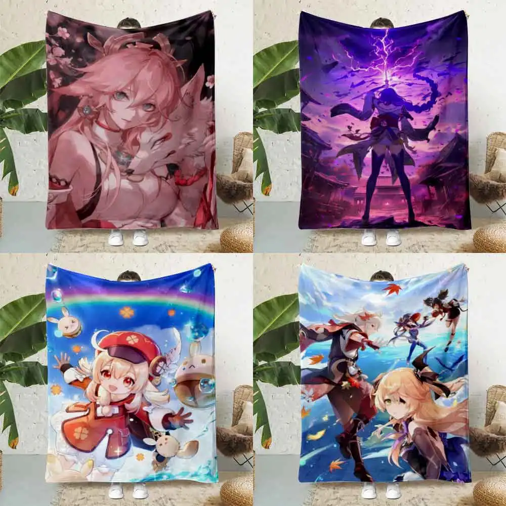 

Yae Miko Genshin Impact Printed Blanket Picnic Blankets Warm Blanket Soft and Comfortable Blanket Home Travel Birthday Gift