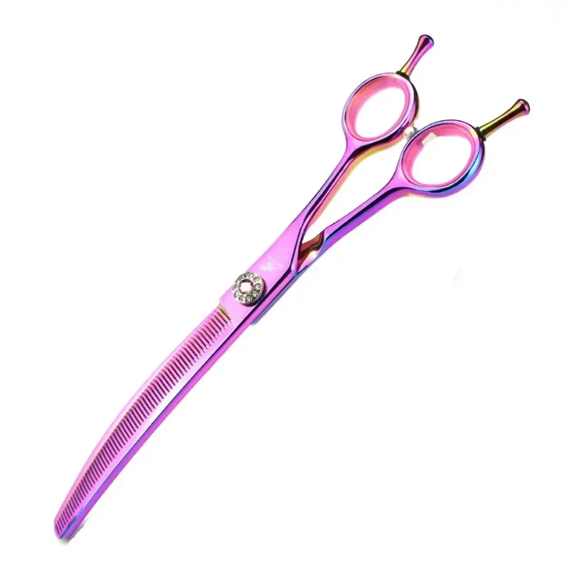 High-end 7.25 Inch Professional Dog Grooming Scissors Curved Thinning Shears for Dogs & Cats Animal Hair