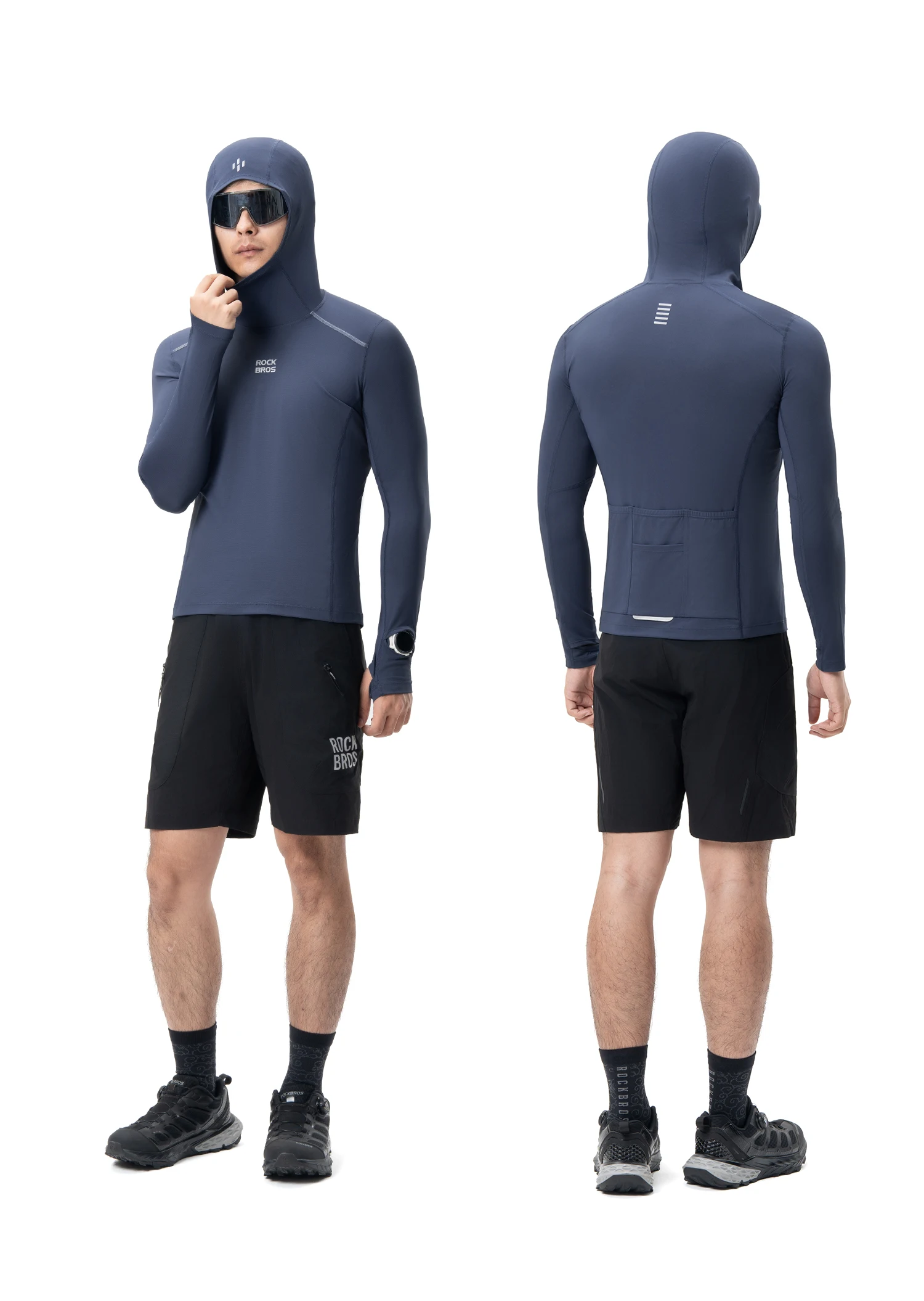ROCKBROS Kapuzen-Sweatshirt mit langen Ärmeln, atmungsaktiv, sonnenschützend, für Fitnessstudio und Sport, aus umweltfreundlichem Stoff, schnelltrocknend, Fahrradbekleidung. – Detail 9