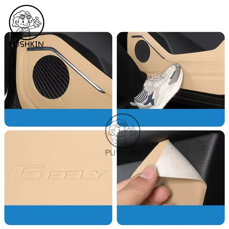 Car Door Anti Kick Pad Leather Protection Film For Geely Okavango L 2023 2024 Protector Stickers Trim Car Accessories