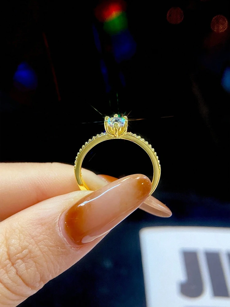 0.4CT Classic Real Moissanite Diamond Wedding Rings For Women Gift Real Fashion Elegant Top Quality Jewelry