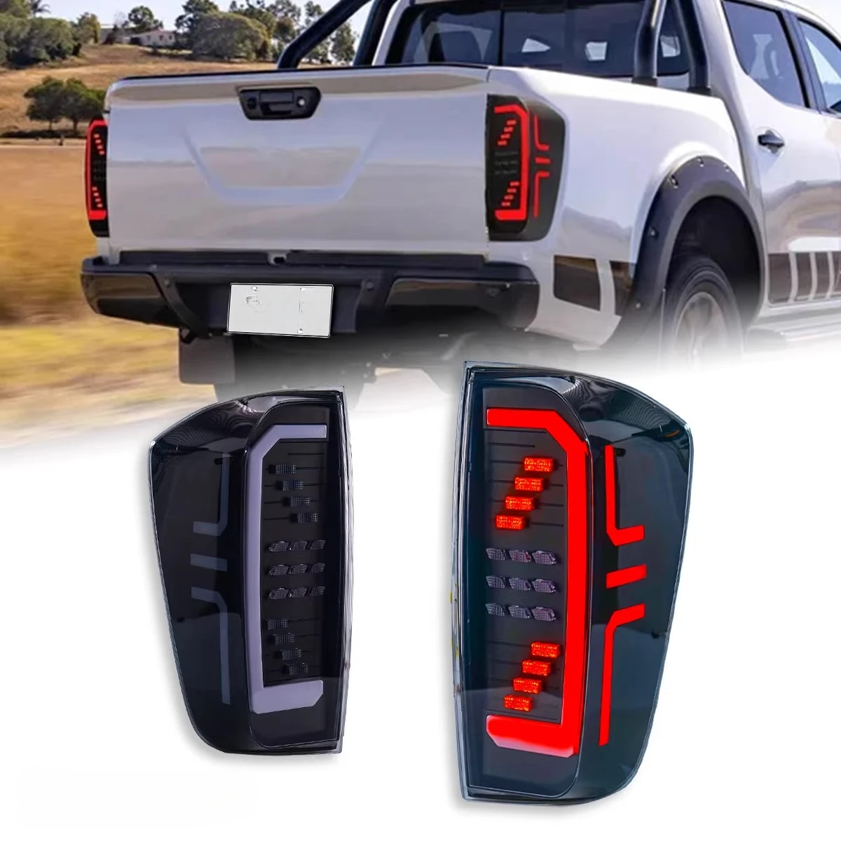 2PCS For Nissan Navara NP300 D23 Frontier 2015-2024 Tail Light Assembly Modified LED Daytime Running Brake Turn Signal Light