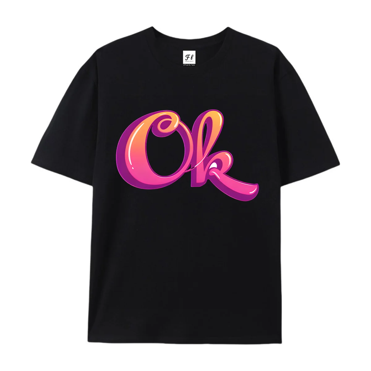 Unisex Short Sleeve T Shirt Cute 3D Bubble OK Letter Print Crew Neck Tees Summer Casual Streetwear Tops For Men Women Daily Wear