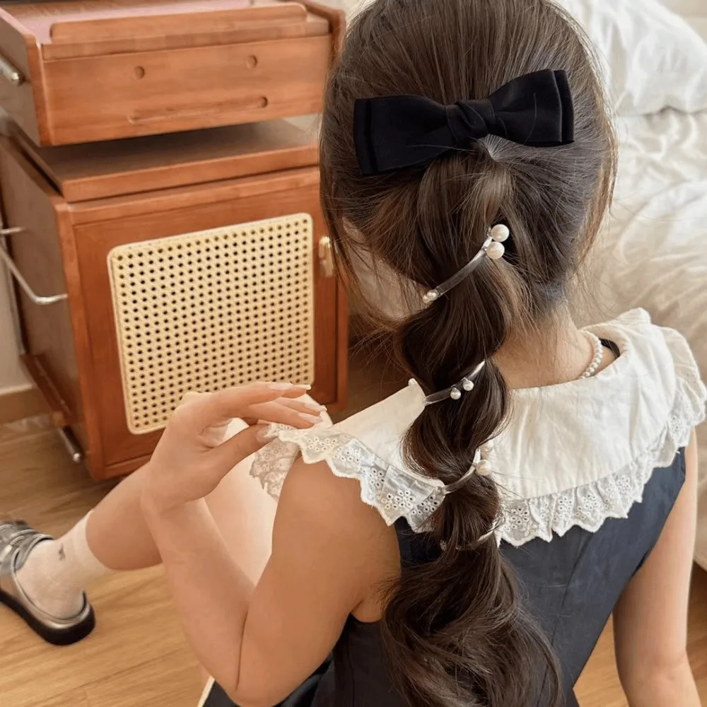 

Sweet Bow knot Telephone Line Hair Loop Spiral Coil High Elastic Phone Line Hair Loop Rubber Hair Accessories Head Rope Ponytail