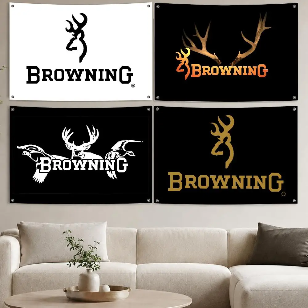 B-Browning Logo-Flaggen Ästhetischer Wandteppich Bedruckter Wandbehang Wohnzimmer Party Outdoor Dekoration
