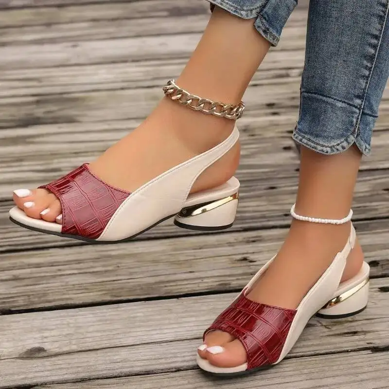 New Platform Sandals Retro Open Toe Fish Mouth High Quality Women's Medium Square Heel Ladies Shoes For Women Sandalias