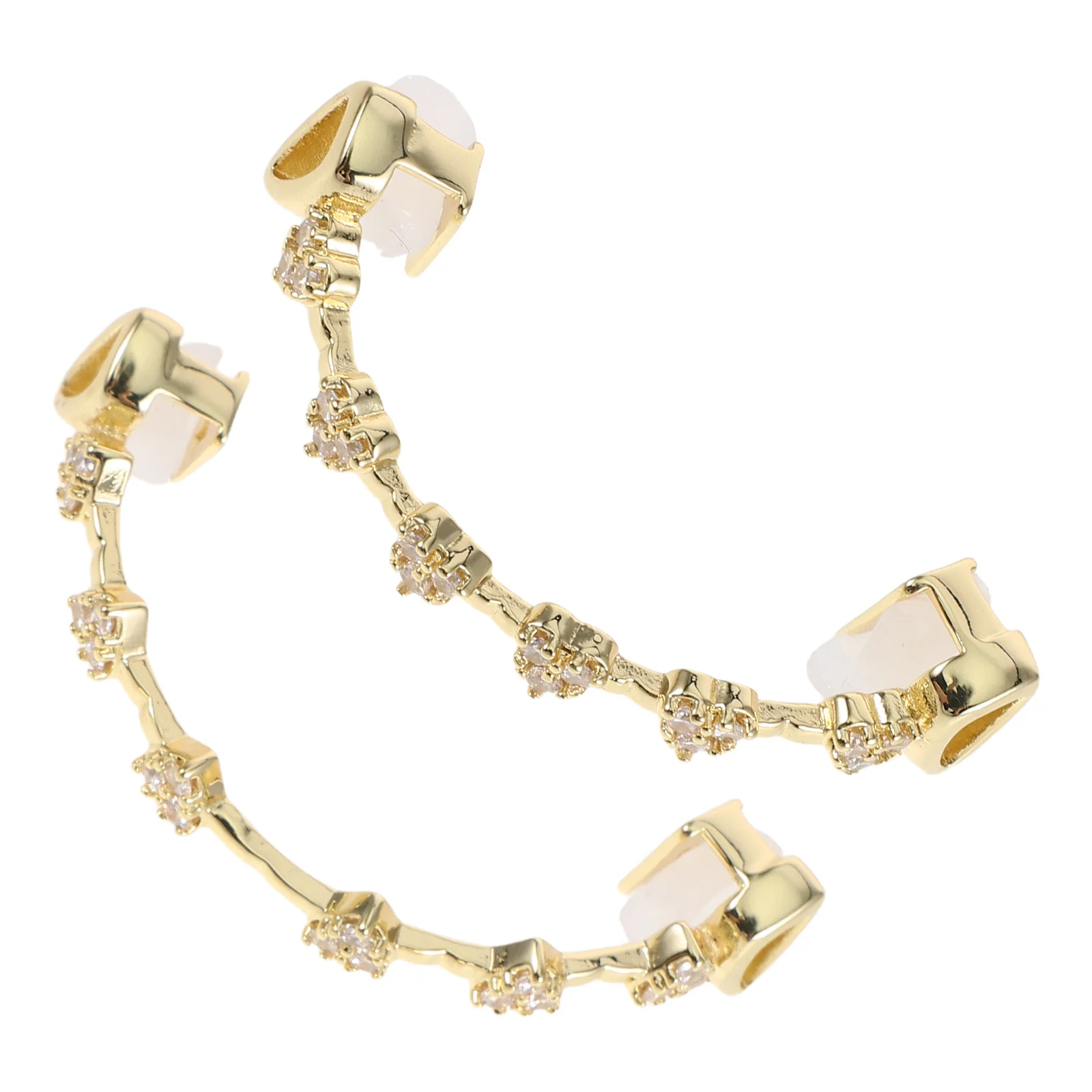 1Set Stylish Rhinestone Gold Plated Grill Teeth Trendy Hip Hop Mouth Accessory Rapper Party Fancy Dress Grill Teeth