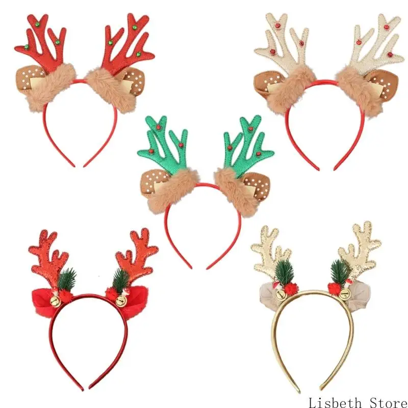 

124A Deer Horn Hairband Headwear With Bells Children Adults Party Decoration