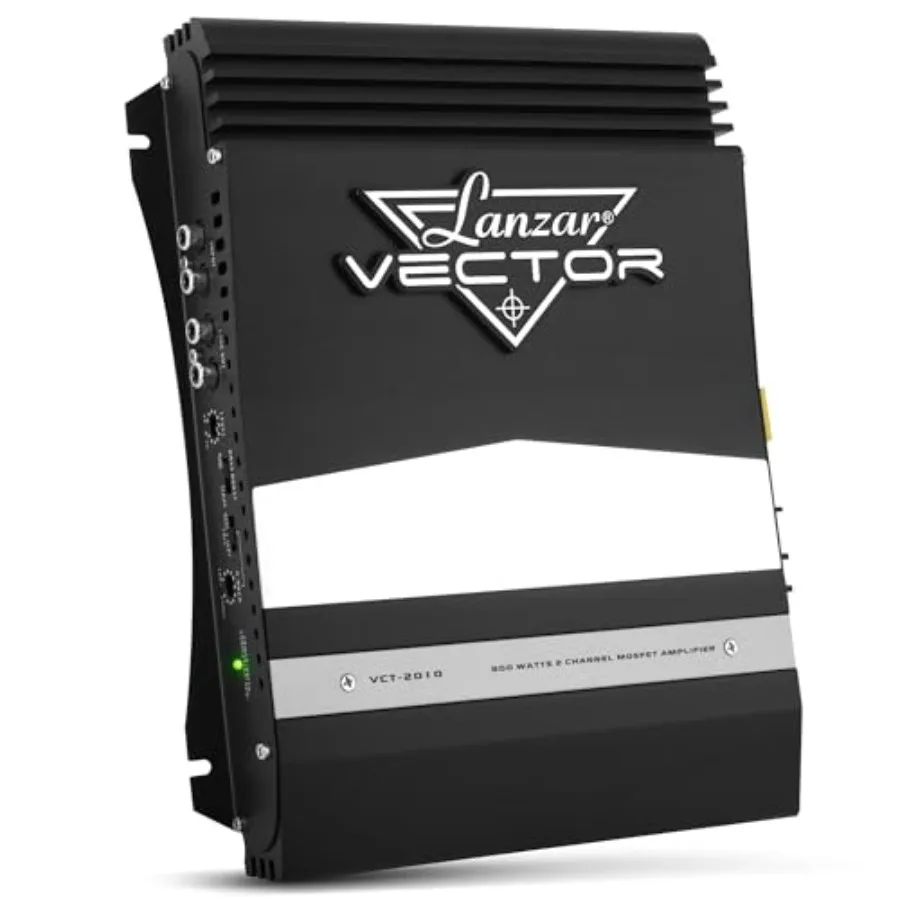 

Car audio amplifier: MOSFET, black, 800W bridgeable 2-channel with crossover frequency and bass boost control, RCA input/line o