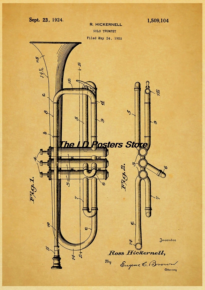 Music Patent Vintage Retro Print Posters Decoration Chambre Creative Canvas Skateboard Wall Home Room Art Picture Posters