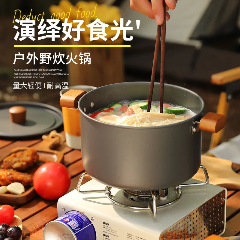 4L Large Capacity Hot Pot Cookware, Ultra Light Aluminum Alloy Outdoor Camping Pot For 3-5 People,A1192