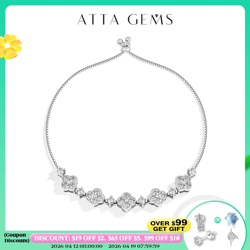 

ATTAGEMS Stars Design Moissanite Bracelets For Women S925 Sterling Silver Adjustable 24cm Box Chain Lucky Birthday Gifts Jewelry
